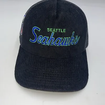 VTG 80’s 90’s Seattle Seahawks Corduroy Snapback Cap NFL Football Hat • $69.95