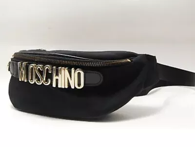 MOSCHINO Vintage Nylon Canvas Waist Pouch Fanny Pack Bum Bag Black Casual • $150