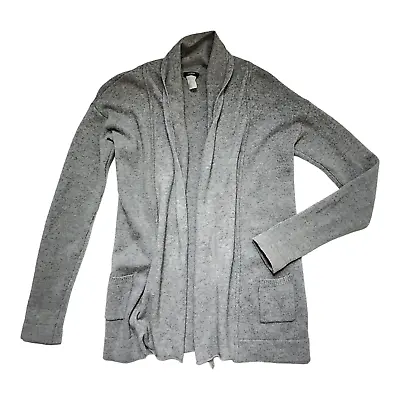 J. Crew Cashmere Blend Shawl Cardigan Sweaer Gray Open Front Womens Size XS L • $34.95