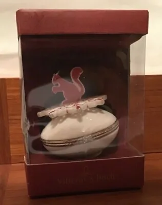 Villeroy & Boch Snow Treats Hinged Lidded Trinket Box Snowflake W/ Squirrel • $6.99