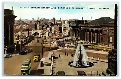 Postcard Liverpool William Brown Street And Entrance To Mersey Tunnel • £3