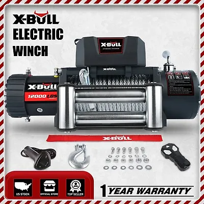 $289.90 • Buy X-BULL 12V Electric Winch 12000lbs Steel Cable Truck Trailer Off Road Jeep SUV