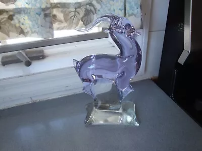 Exc Vintage  Amethyst Antelope Gazelle Glass Sculpture 9  X 5.5  • $29