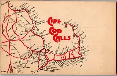 MA Map With Routes Marked Cape Cod Calls Vintage Postcard I30 • $9.99