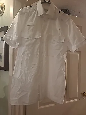 Mens White Short Sleeved Pilot Shirt 17  Neck X Police Issue Never Worn.  • £5.50