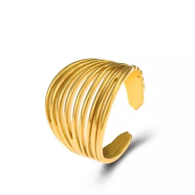 M&T Gold Plated Stainless Steel Open Ring Adjustable Ring One Piece JWYC63 • $3.90