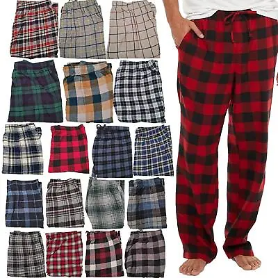M&S Mens Check Brushed Fleece Woven Pyjama Bottoms 100% Cotton PJ's Trousers • £8.99