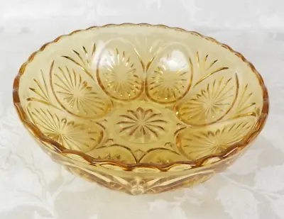 Vtg Amber Serving Bowl Anchor Hocking Depression Glass Starburst Scallop Rim 8  • $13.99