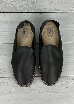 UGG Women Size 7 Black Elodie Slippers Wool Lined House Shoes Slippers Loafers • $48
