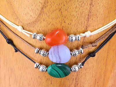 £3.99 • Buy Natural Quartz Crystal Healing Gemstone Pendant Cord Choker Necklace