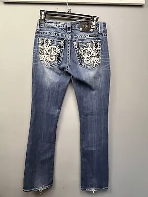 Miss Me Jeans Womens 28 Bootcut Denim JP5769B Bling Embroidered Distressed • $26.99