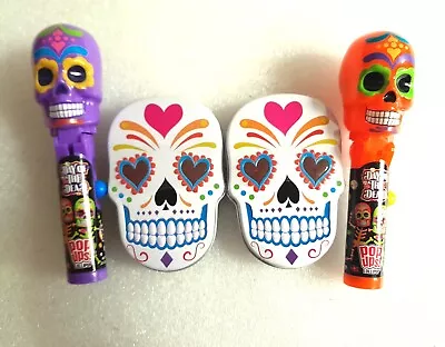 4x Day Of The Dead Sugar Skull Design Candy Tin  And Pop Up Lollipop Gift Toy • $14.94