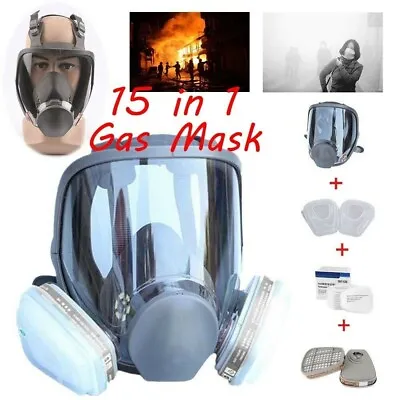 15 In 1 Suit   6800 Full Facepiece Reusable Respirator Full Face Gas Mask Size M • $65.55