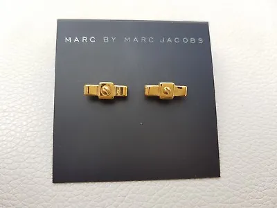 New Marc By Marc Jacobs Gold Stud Ribbon Bow Tie Screw Studded Earrings RRP $42 • £22.99