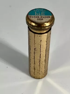 Vintage Max Factor HI-FI Clear Clear Red Lipstick Gold Tone Metal Lever Tube (LK • $11.99