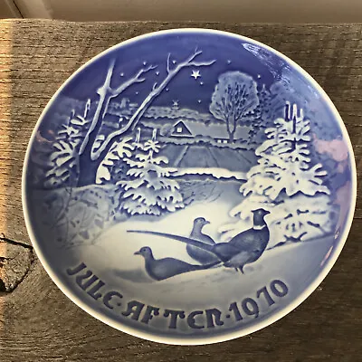 B & G Bing & Grobdahl Copenhagen Blue Christmas Plate Pheasants 1970 Denmark • $19.95