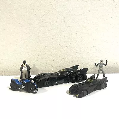 Lot Of Vintage ERTL Batman Batmobile Figures Catwoman Penguin Motorcycle • $12.99