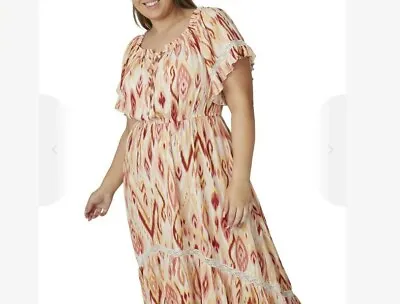 $8.95 • Buy Nwt Rrp $45 Avella Plus Size 16 Printed Ruffle Dress
