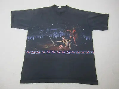 VTG Habitat Shirt Adult XL Black 90's Single Stitch Made In USA Camp Fire Cowboy • $58.80