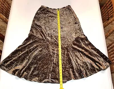 Coldwater Creek Dark Brown Black Velvet Burnout Midi Skirt Small • $18