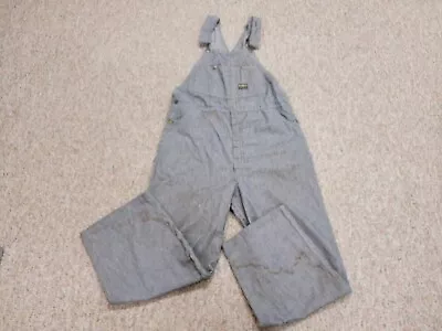 Vintage OshKosh B’GOSH Mens 40x32 Blue Striped Bib Overalls Vestbak Train Union • $159.97