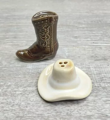 Vintage Cowboy Hat & Boot Salt & Pepper Shaker Set Miniature 2.5  • $14.99