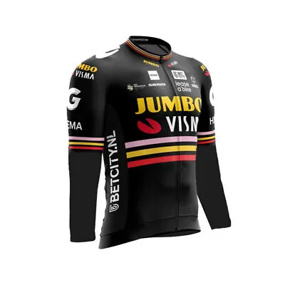 Team Jumbo Visma Cycling Long Sleeve Jersey Cycling Jersey Bicycle Jersey Mens • $23.13