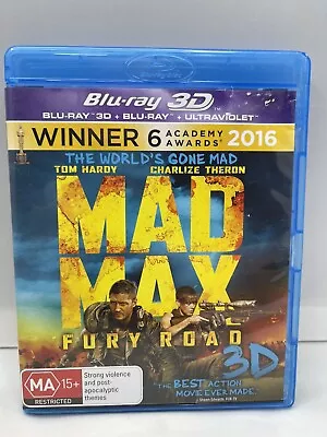 Mad Max Fury Road Blu-ray/3D Tom Hardy Charlize Theron Action Adventure PAL VGC • $12