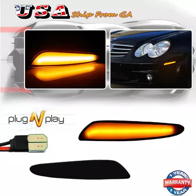 For 2003-2006 Benz W211 E-Class Smoked Amber Front Fender Side Marker LED Lights • $29.99