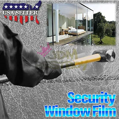 Clear Security Window Film Shatterproof Glass Protection Anti Shatter 4Mil 8Mil • $11.99