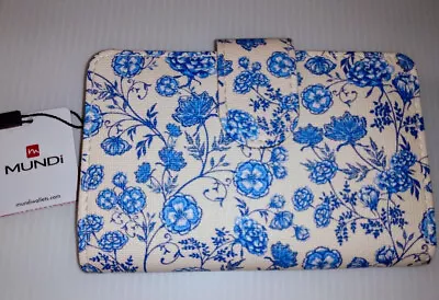 MUNDI Faux Leather Frankie Indexer Blue Floral Bi-Fold Wallet Mother's Day Gift • $9.99