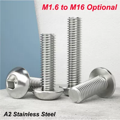 Hex Allen Socket Screws A2 Stainless Steel M1.6 To M16 Optional Pan Head Bolts • £1.55