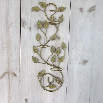 Olive/Black Metal Leaf Vine Wall Art Candle Holders/Votive MCM Cottage Core • £9.64