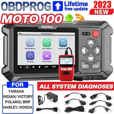 OBDPROG Moto 100 Motorcycle Full System Diagnostic Tool ECU Coding OBD2 Scanner • $439