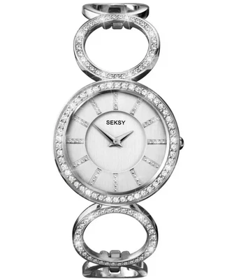 £40 • Buy SEKSY LADIES SILVER STAINLESS STEEL STONE SET BRACELET WATCH(ORIGINA,valentineL)