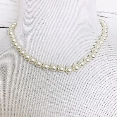 Vintage Necklace Faux Pearl Knot Tie Beads Costume Jewelry • $13.99