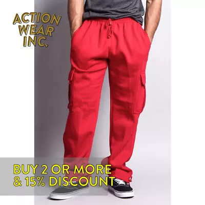 Dreamusa Plain Cargo Sweatpants 5 Pocket Heavyweight Casual Fleece Pants Hip Hop • $29.90