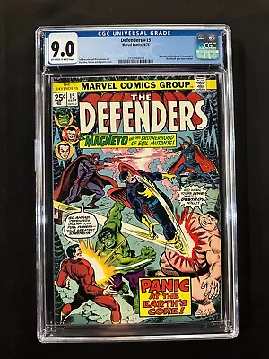 Defenders #15 CGC 9.0 (1974) - Magneto & Professor X App - Nighthawk New Costume • $74.99