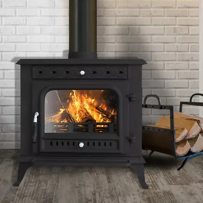 10KW Multifuel Woodburning Stove Cast Iron Log Wood Burner Defra Eco Design • £599.98