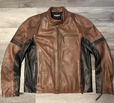 Kawasaki Geniune Camel Leather Dainese Meccanica Motorcycle Jacket  S M One Of  • $599