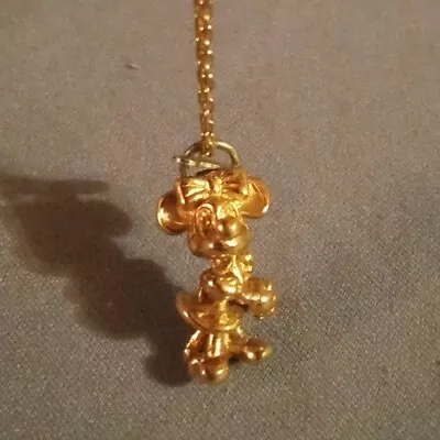 Vintage Disney Gold Over Sterling Silver Minnie Mouse Pendant Necklace 17  • $35