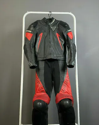 Men Dainese S Type A Back Red 2 Piece Leather Motorcycle Suit Size 48 • $468.75