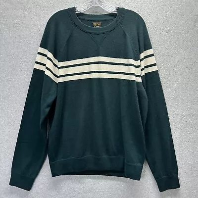 J Crew Sweatshirt Mens Extra Large Green Cashmere Marine Stripe Soft Sweater • $65