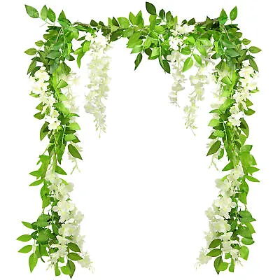 Artificial Fake Hanging Wisteria Silk Flowers Vine Plant Wedding Garden Trailing • £3.89