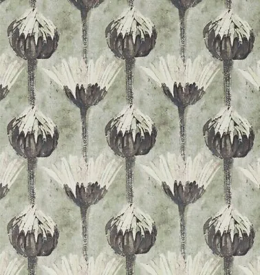 ZOFFANY CURTAIN FABRIC DESIGN  Marketa  1.4 METRES GREEN STONE 100% LINEN • £46.99