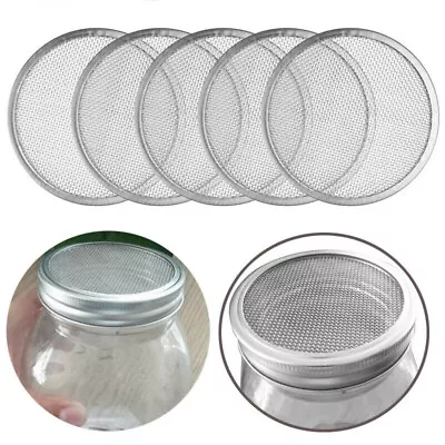 US 5Pcs Sprouting Mesh Screen Strainer Filter Lid Metal Covers For Mason Jar • $8.27