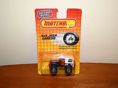 Vintage Matchbox 1987 Black 4X4 Jeep Laredo MB20 - NOC • $10.99