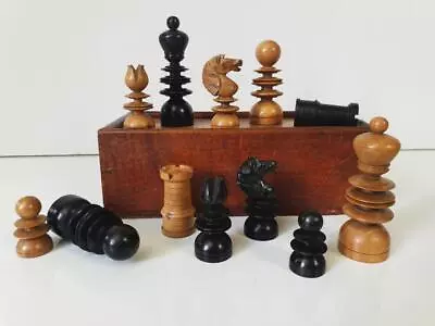 £248.99 • Buy ANTIQUE CHESS SET JAQUES  1890 ST GEORGE PATTERN K 80mm AND LINED BOX