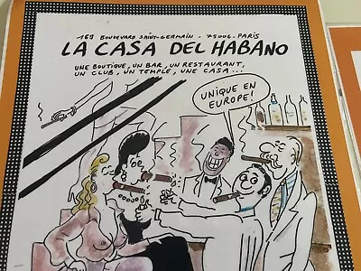 Judd's Lot Of 2 Laminated French Cigar Cartoons From La Casa Del Habano In Paris • $12.99