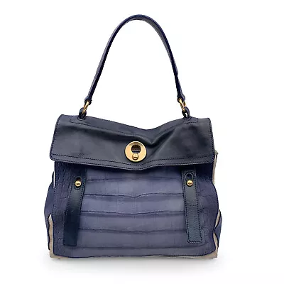Authentic Yves Saint Laurent Tricolor Blue Leather Muse 2 Two Satchel Bag • $320